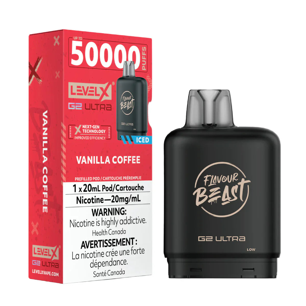 Flavour Beast Level X G2 Ultra 50K Puffs | Vanilla Coffee Iced