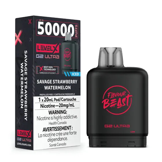 Flavour Beast Level X G2 Ultra 50K Puffs | Savage Strawberry Watermelon