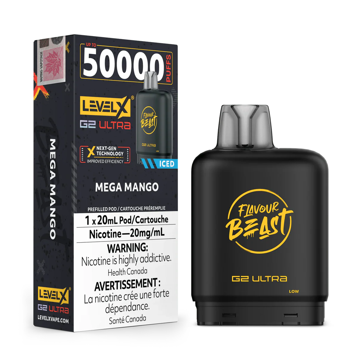 Flavour Beast Level X G2 Ultra 50K Puffs | Mega Mango