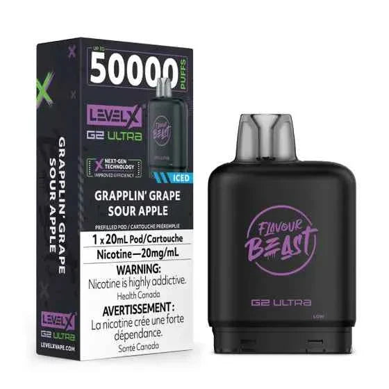 Flavour Beast Level X G2 Ultra 50K Puffs | Grapplin' Grape Sour Apple