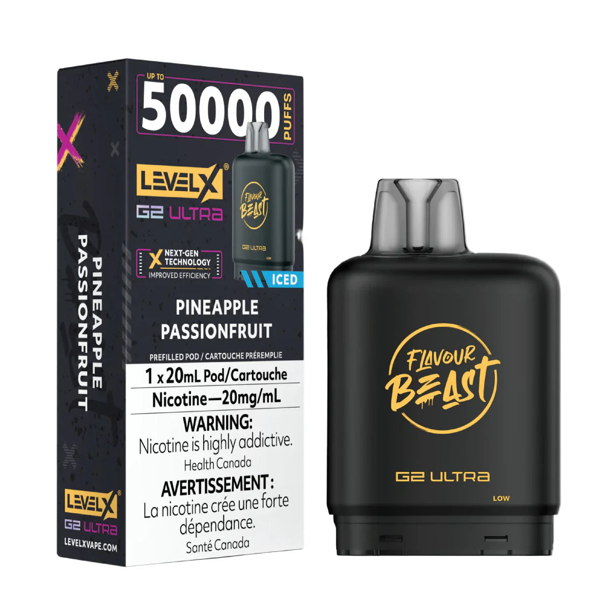 Flavour Beast Level X G2 Ultra 50K Puffs | Pineapple Passionfruit Iced