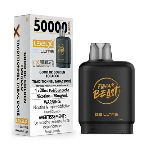 Flavour Beast Level X G2 Ultra 50K Puffs | Good Ol' Golden Tobacco