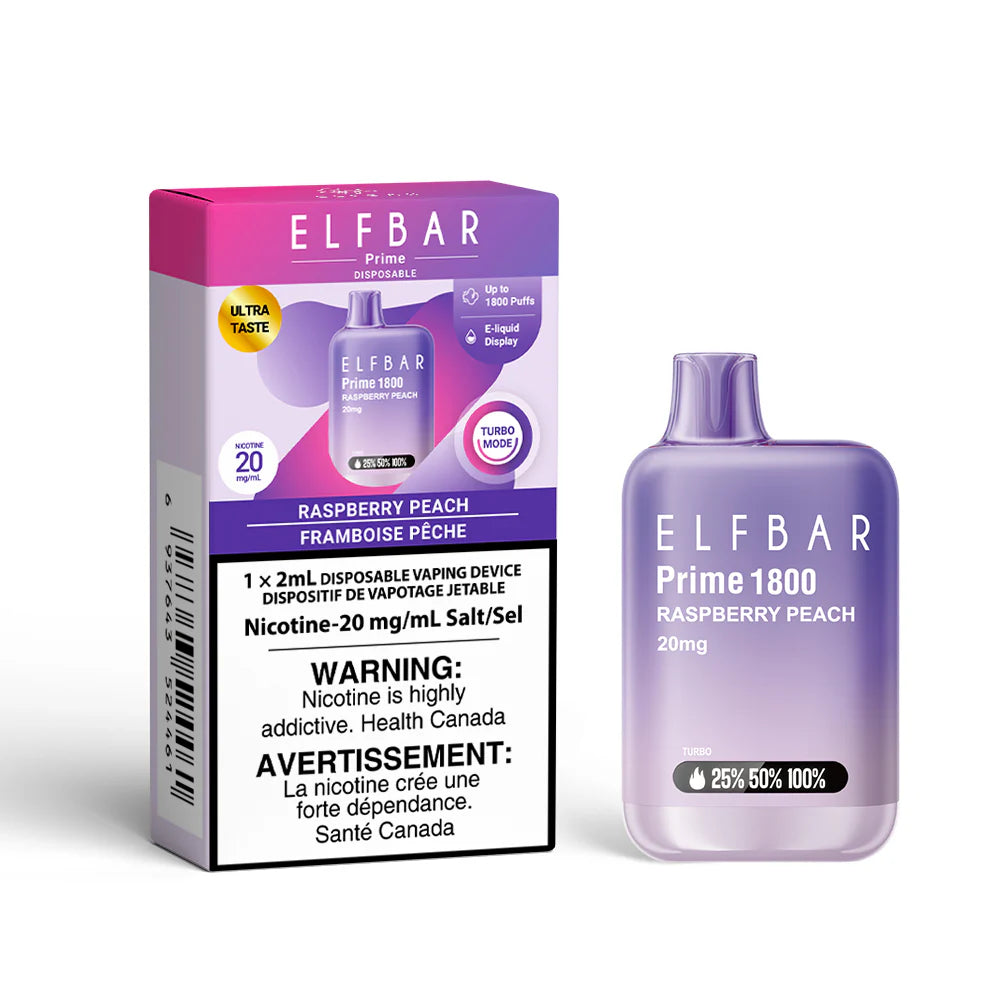 ELF Bar Prime 1800 Disposable Vape - Raspberry Peach