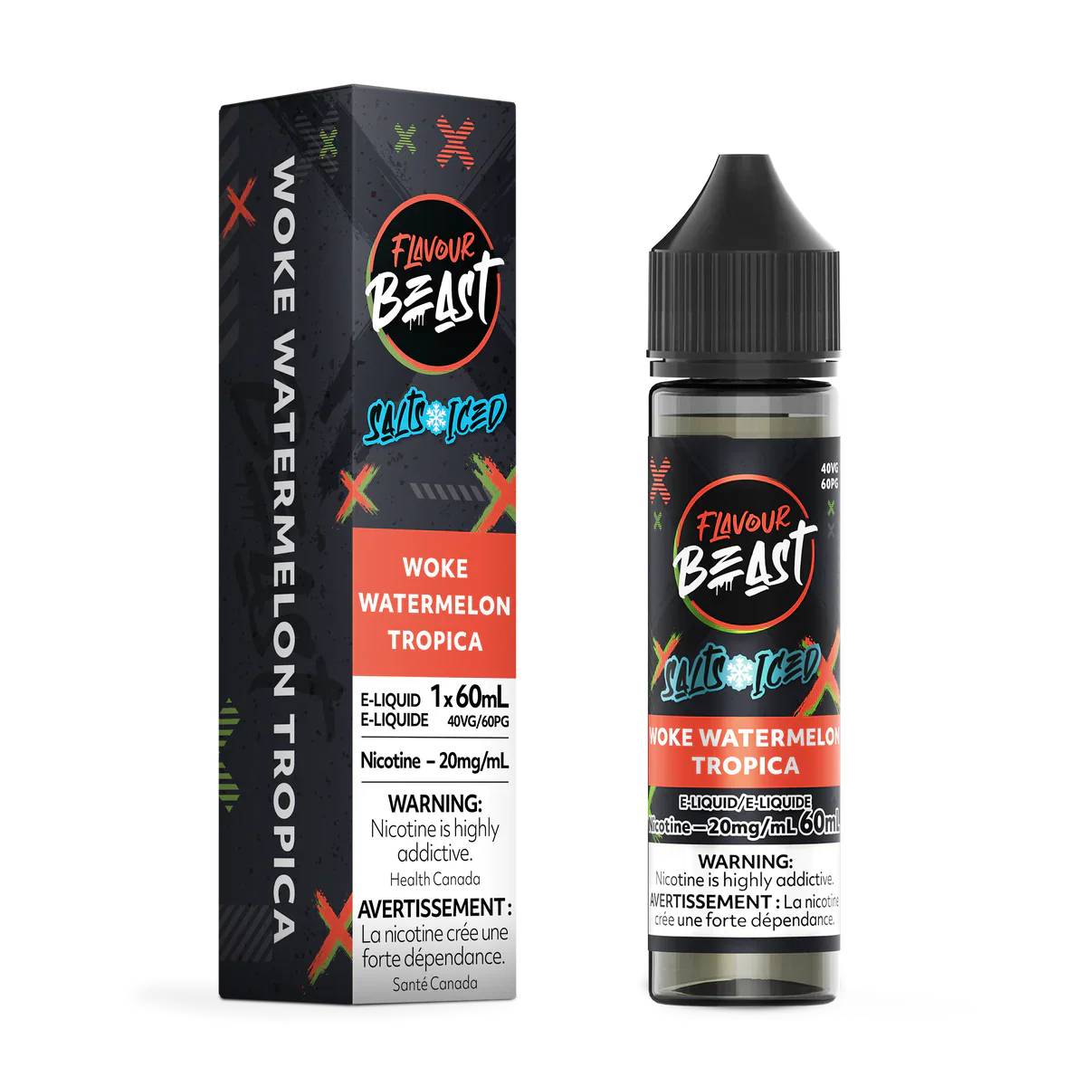 Flavour Beast Salt Nic E-liquid 60ml | Woke Watermelon Tropica Iced