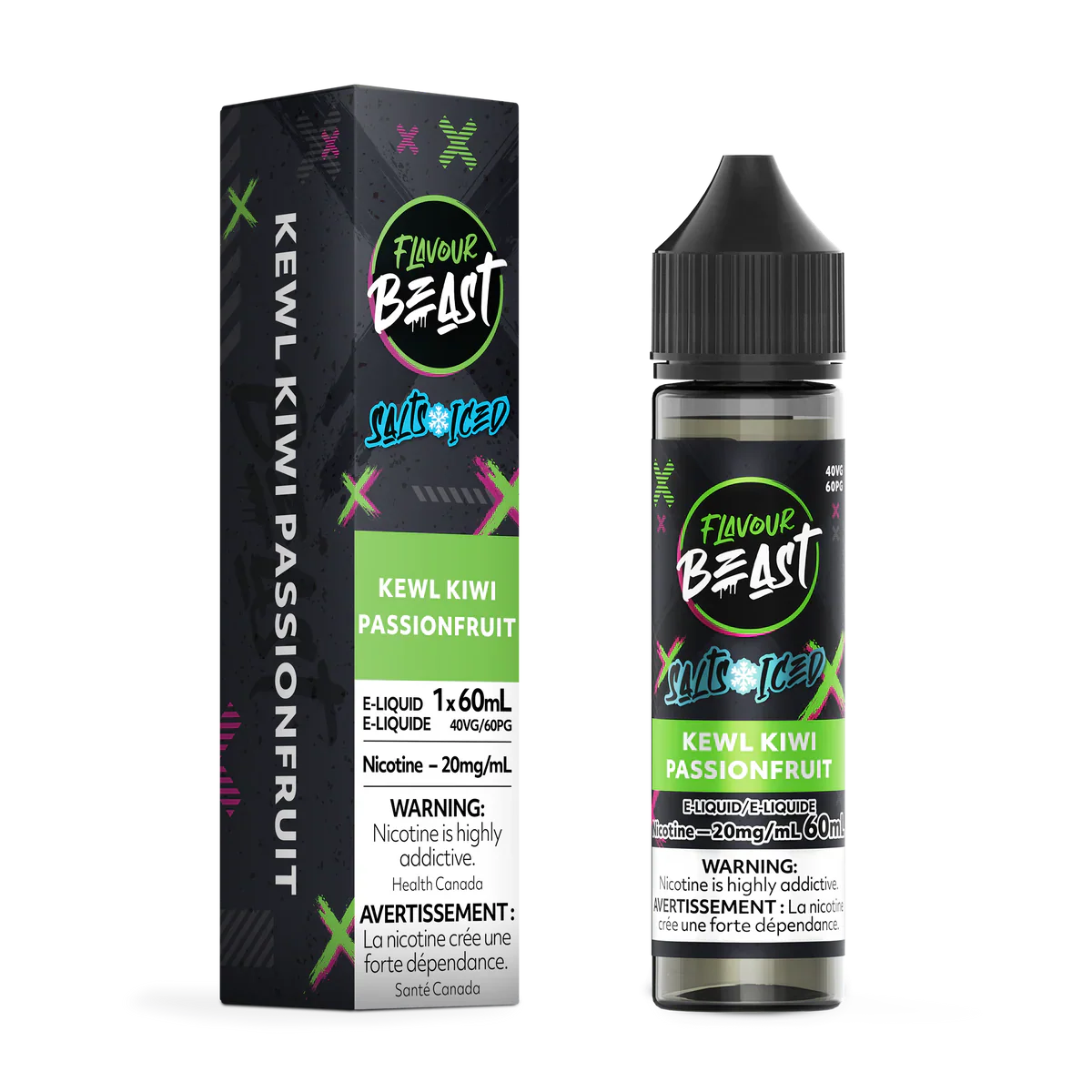 Flavour Beast Salt Nic 60ml | Kewl Kiwi Passionfruit Iced