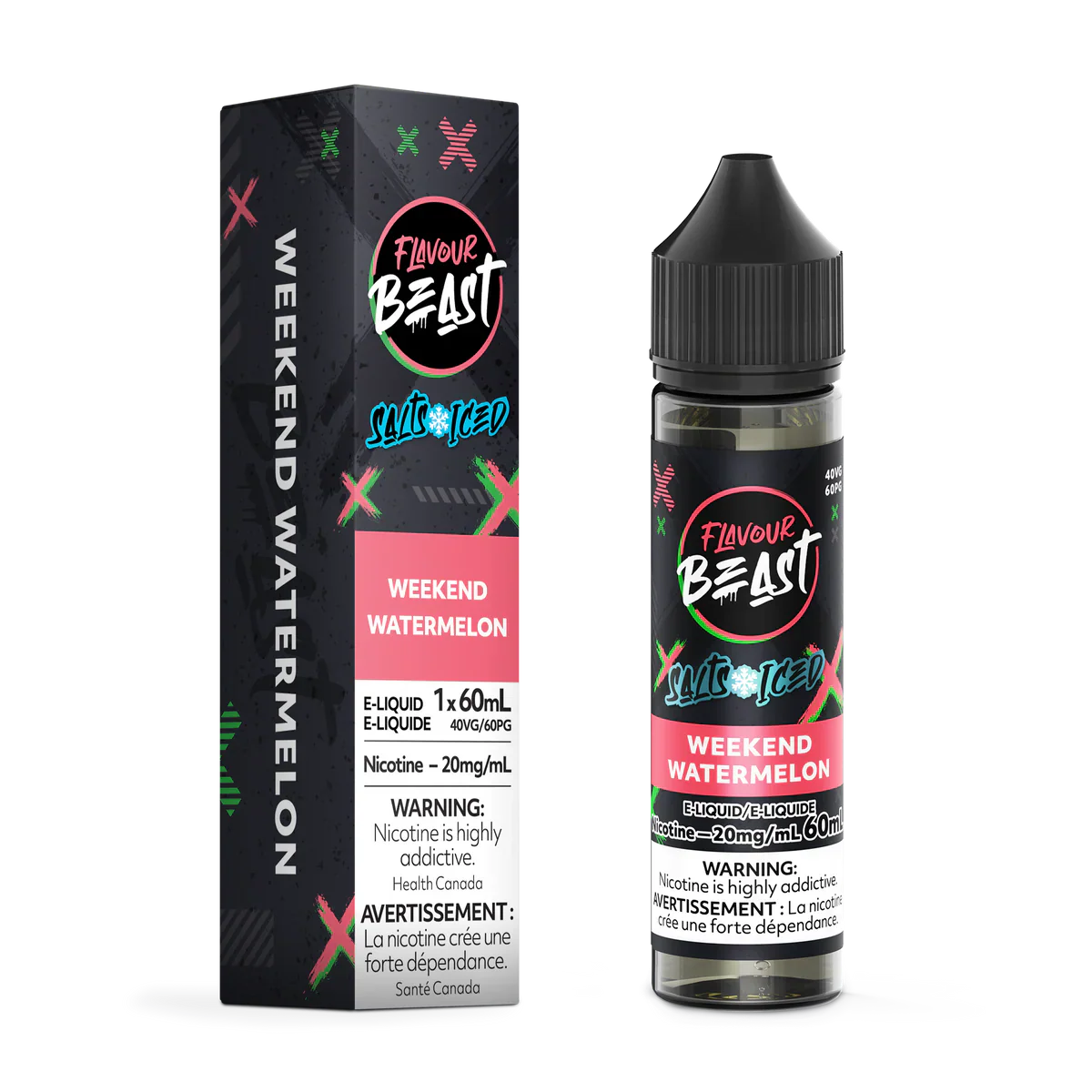 Flavour Beast Salt Nic E-liquid 60ml | Weekend Watermelon Iced