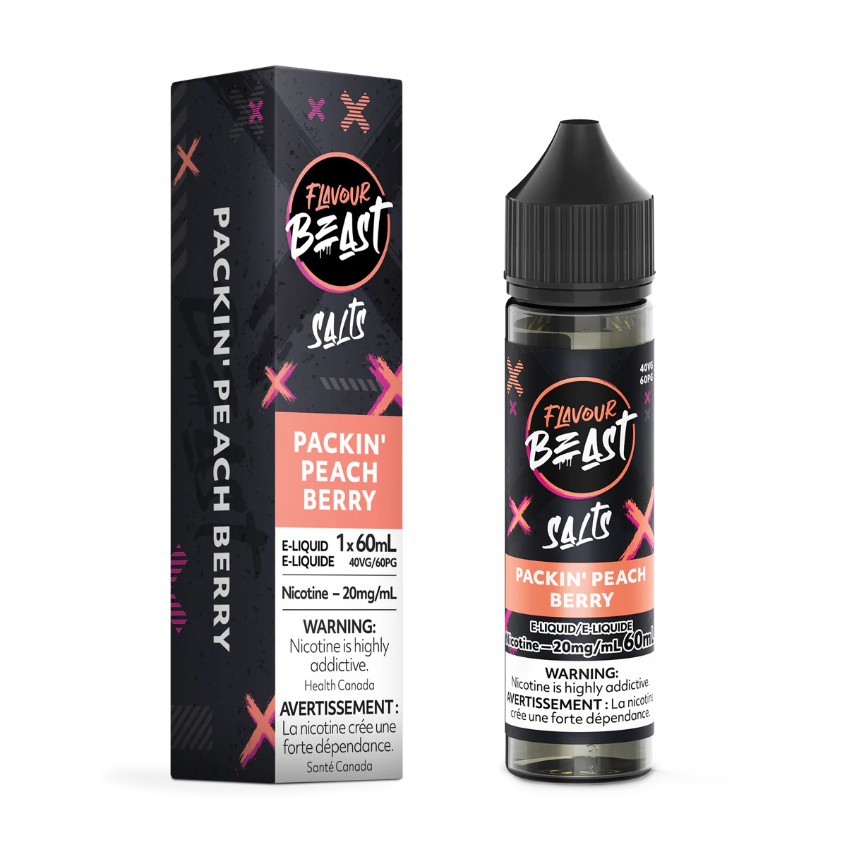 Flavour Beast Salt Nic E-liquid 60ml | Packin' Peach Berry