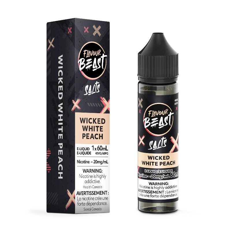 Flavour Beast Salt Nic E-liquid 60ml | Wicked White Peach Iced