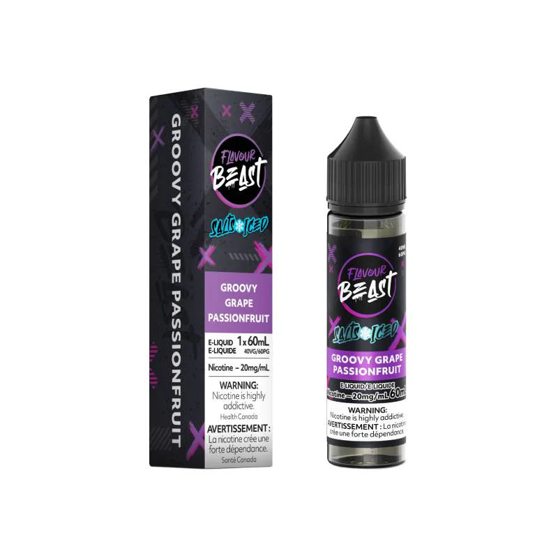 Flavour Beast Salt Nic E-liquid 60ml | Groovy Grape Passionfruit Iced