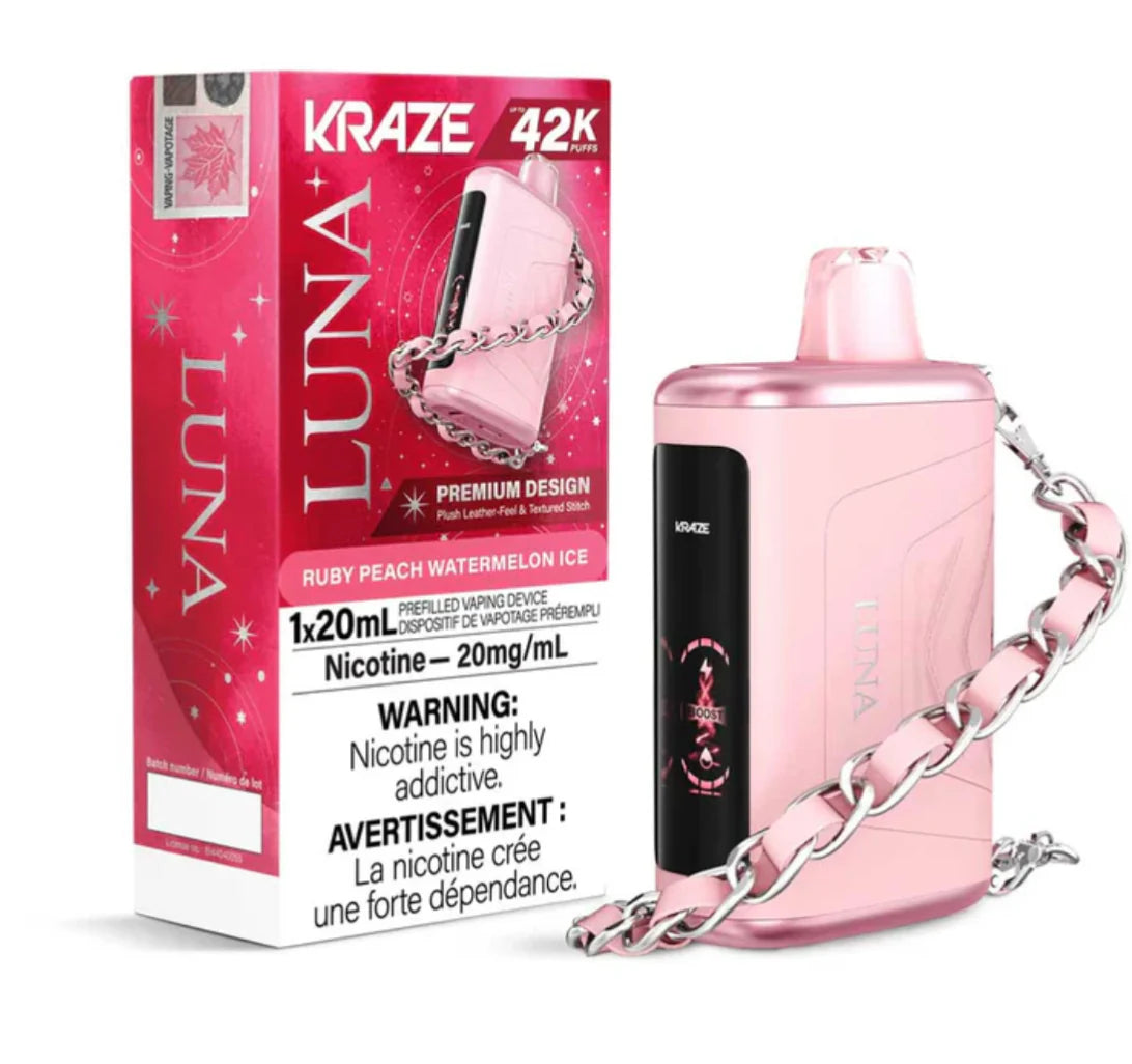 Kraze Luna 42K Ruby Peach Watermelon Ice – 42,000 Puffs | 20mL