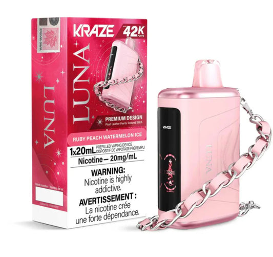 Kraze Luna 42K Ruby Peach Watermelon Ice – 42,000 Puffs | 20mL