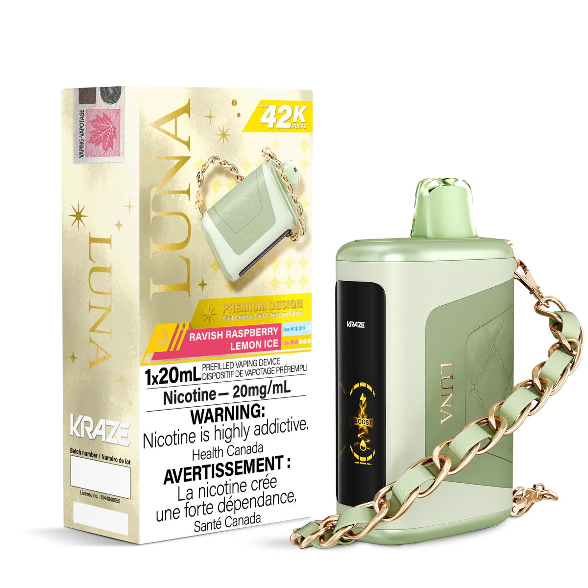Kraze Luna 42K Ravish Raspberry Lemon Ice – 42,000 Puffs | 20mL