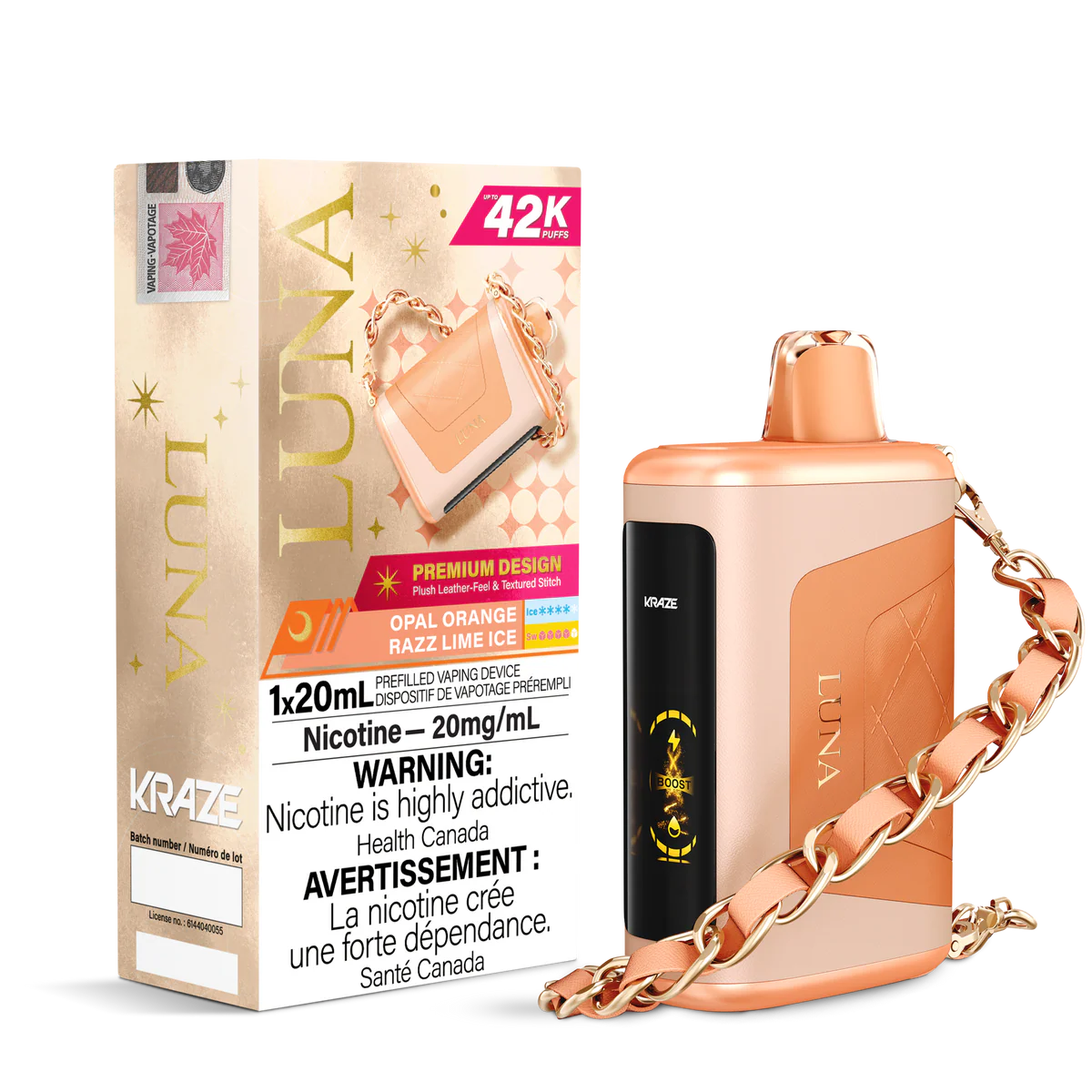 Kraze Luna 42K Opal Orange Razz Lime Ice – 42,000 Puffs | 20mL