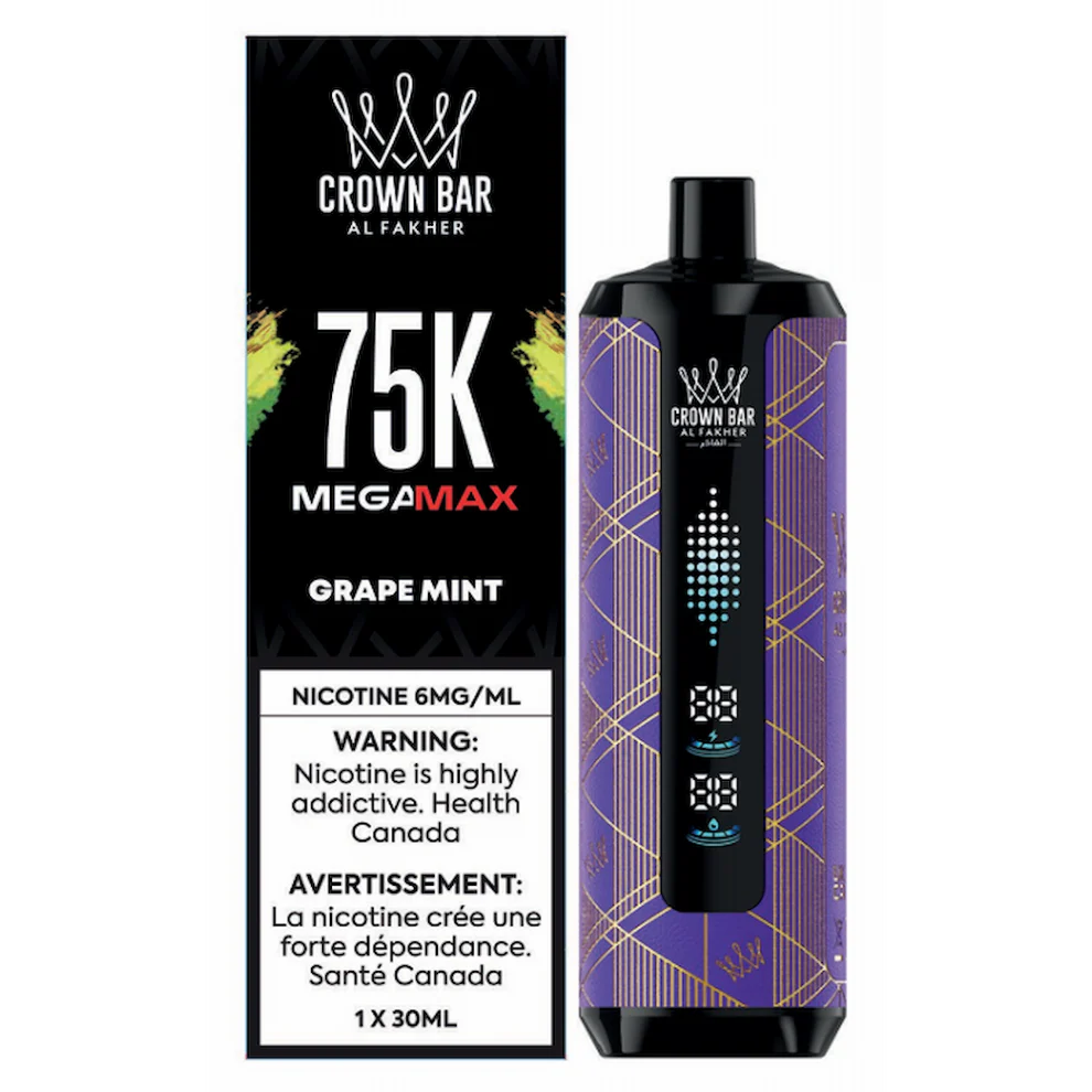 Al Fakher Crown Bar 75K Mega Max Disposable Vape - Grape Mint