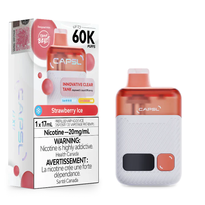 Capsl 60k Puffs by Flavour Beast - Strawberry Ice | 20mg/ml