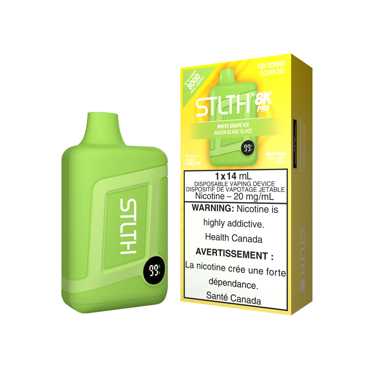 STLTH 8K PRO DISPOSABLE VAPE - WHITE GRAPE ICE